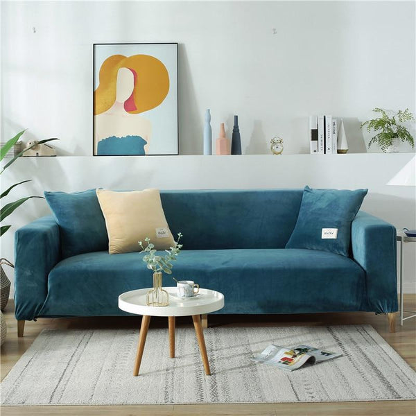 ﻿GoodFIT Sofa Cover - Single Seater - Royal Blue-Velvet - Happee Shoppee