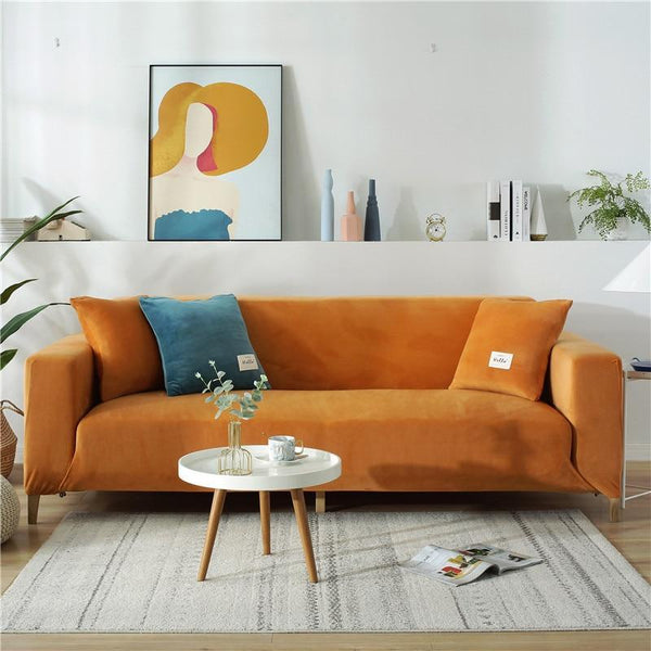 ﻿GoodFIT Sofa Cover - Single Seater - Golden-Velvet - Happee Shoppee