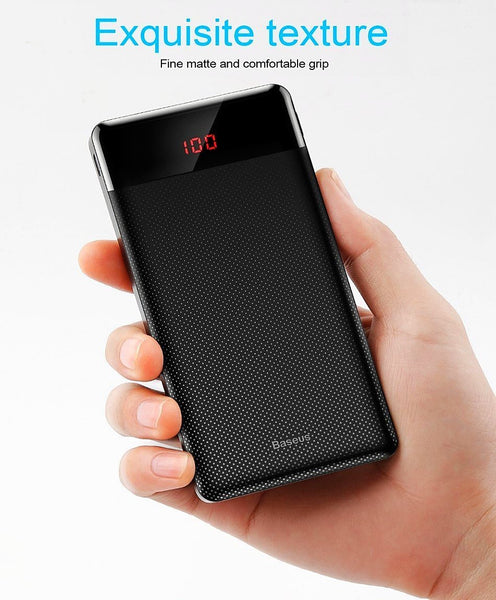 ﻿Baseus 10000mAh Slim Portable Cell Phone Battery Charger - Black - - Happee Shoppee