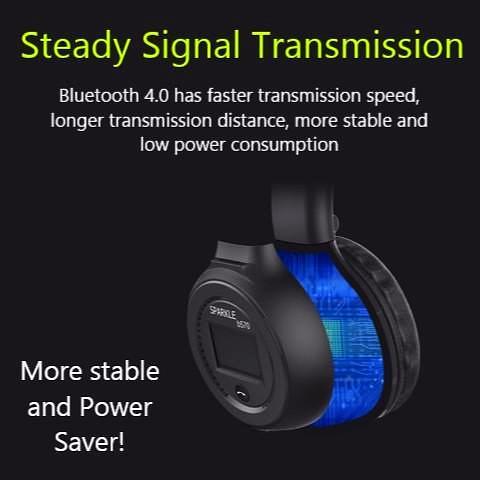 ﻿LED Display Wireless Bluetooth Headphone - Black-Brown - - Happee Shoppee
