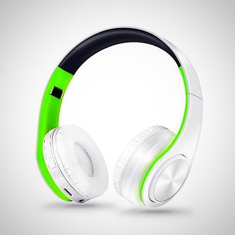 ﻿Wireless Bluetooth Headphones - White Green - - Happee Shoppee