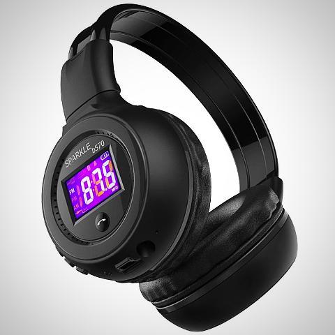 ﻿LED Display Wireless Bluetooth Headphone - Black - - Happee Shoppee