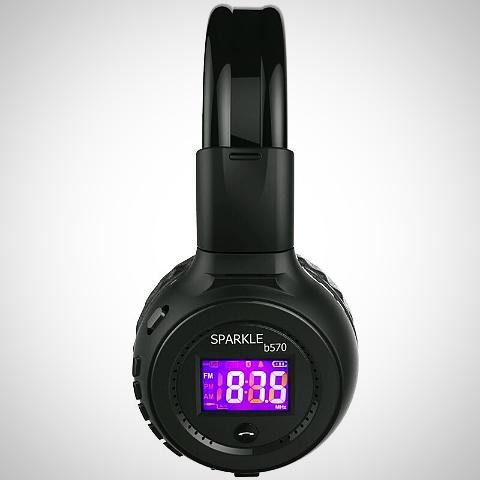 ﻿LED Display Wireless Bluetooth Headphone - Black - - Happee Shoppee