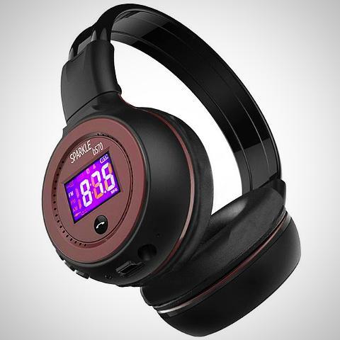 ﻿LED Display Wireless Bluetooth Headphone - Black-Brown - - Happee Shoppee