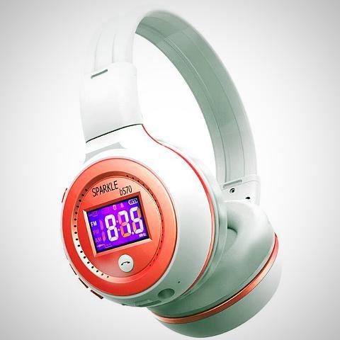 ﻿LED Display Wireless Bluetooth Headphone - White-Pink - - Happee Shoppee